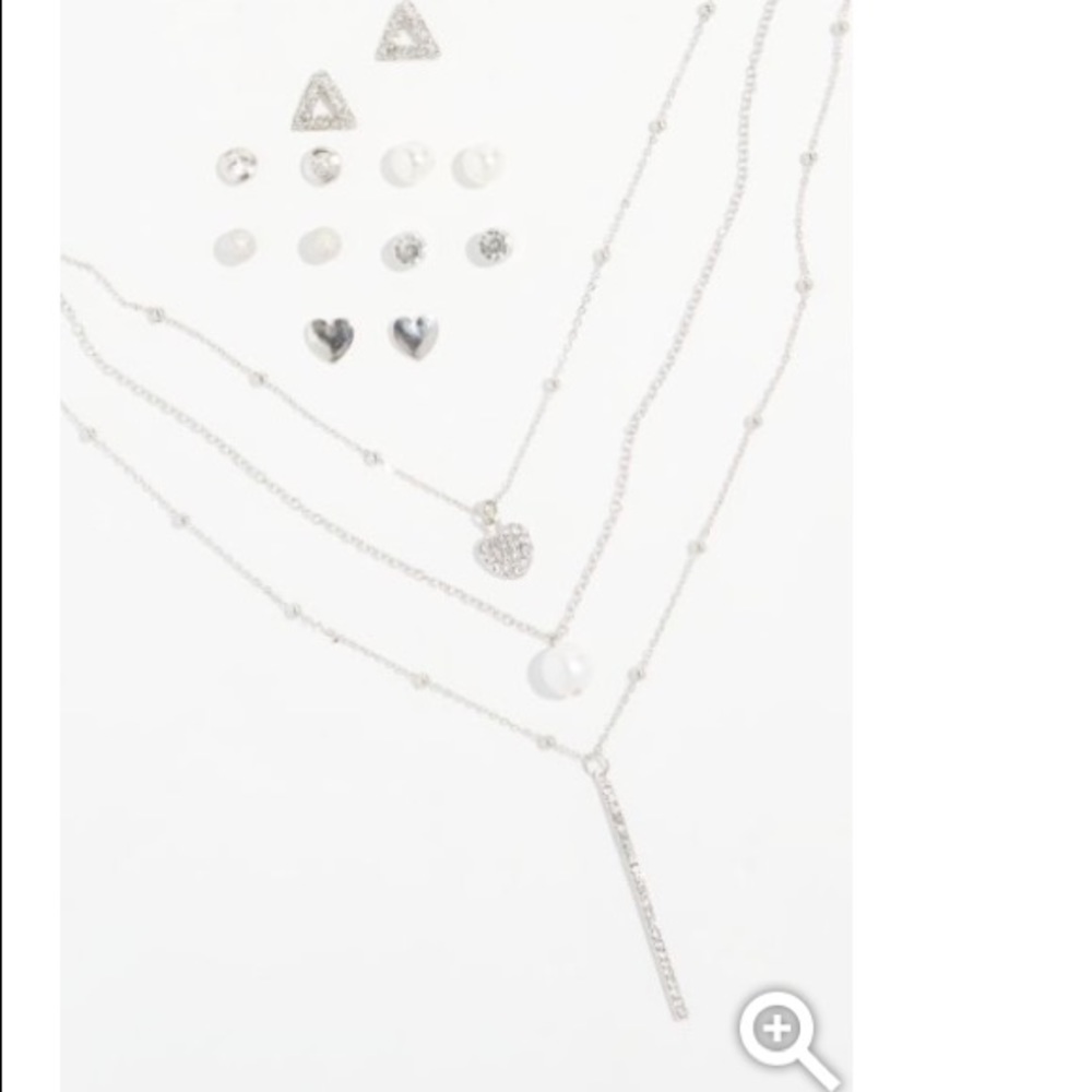 7-Pack Silver Earring And Layered Necklace Set